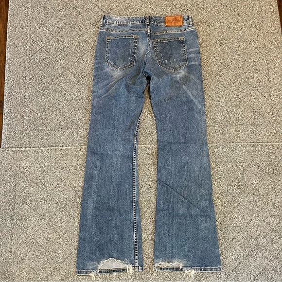 H&M LOGG Bootcut Jeans Womens Size 29 Blue Distressed Stretch Pockets - Picture 9 of 10